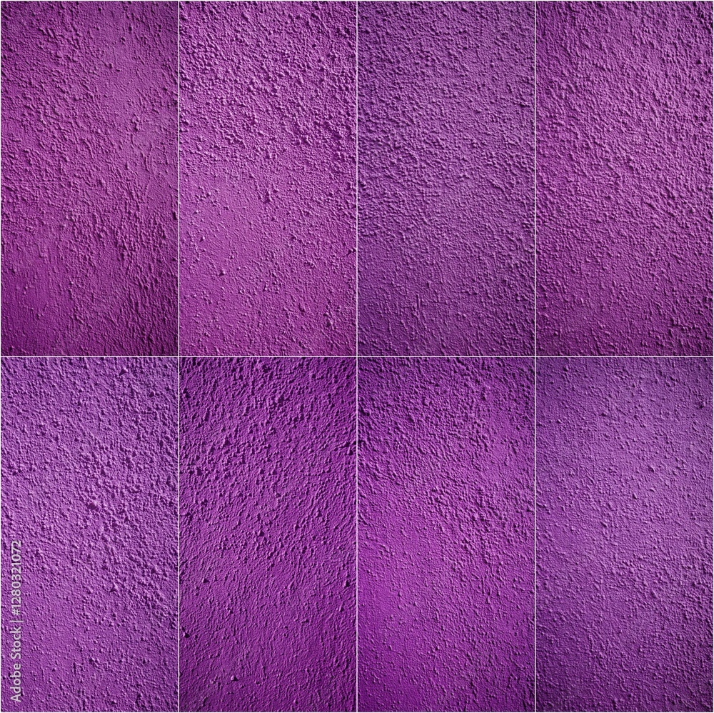 Fototapeta premium A series of purple images with a rough texture. The images are arranged in a grid, with each row and column containing a different image. The overall mood of the images is somewhat abstract