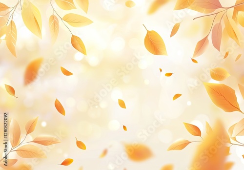 Autumn leaves fall, soft light, bokeh background
