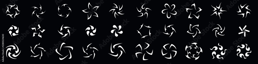 Minimalist Y2K abstract tribal symbol set.