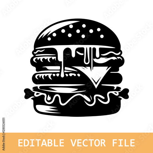 schwarze Silhouette Kontrast Burger Icon,