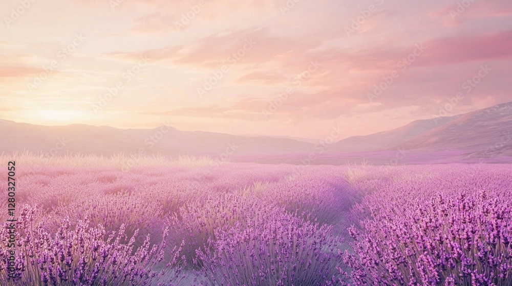 Obraz premium Sunset Lavender Field Landscape