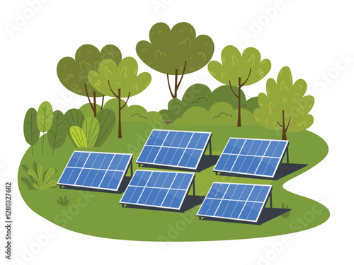 Solar panels, enewable sustainable photovoltaic solar park energy generation, eco friendly energy