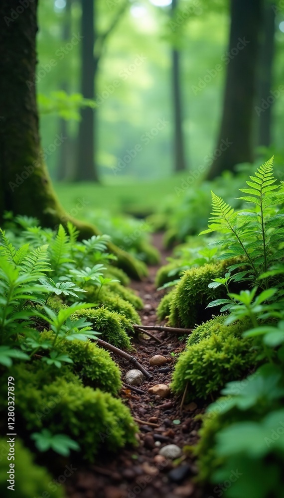 Forest floor with ferns and moss in the undergrowth, forest floor, plant life, forest Forest floor with ferns and moss in the undergrowth, forest floor, plant life, forest