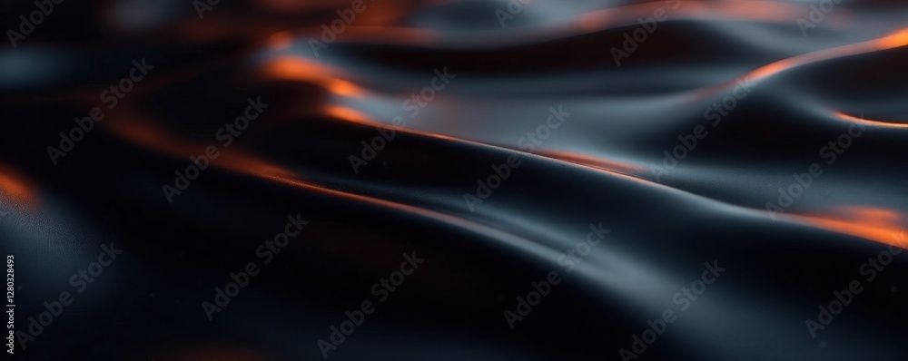 Fototapeta premium Smooth, high-gloss black plastic reflecting light , abstract, reflection