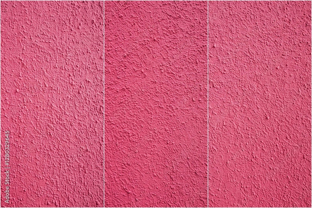 Fototapeta premium Pink wall with three different shades of pink. The wall is made of a textured material