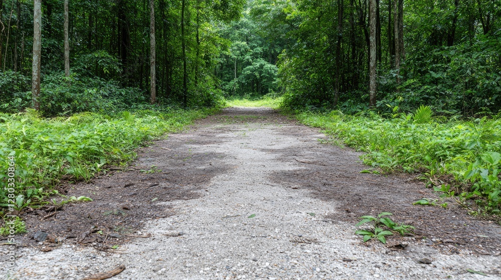 Forest Path Through Lush Green Trees Forest Path Through Lush Green Trees