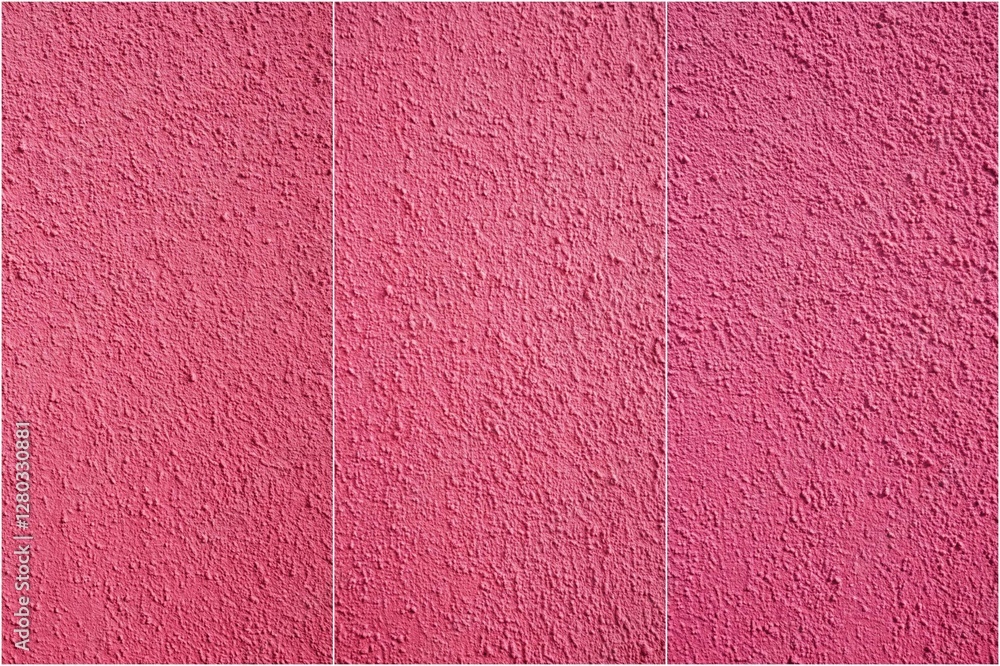 Fototapeta premium A pink wall with a pattern of three stripes. The wall is made of a material that looks like a carpet