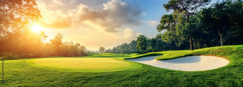 Fototapeta premium Golf Course at Sunset - Scenic Landscape in Antalya Belek