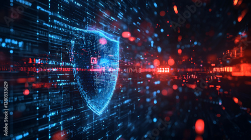 Cybersecurity protection digital network 3d animation virtual environment abstract viewpoint data security concept