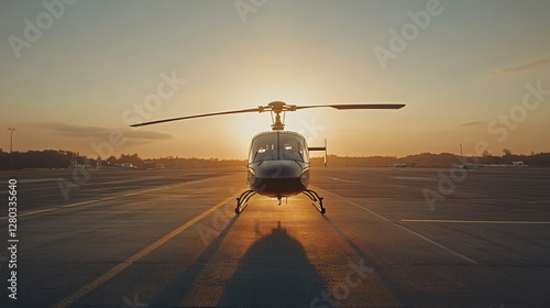 Helicopter sunset landing airport helipad travel