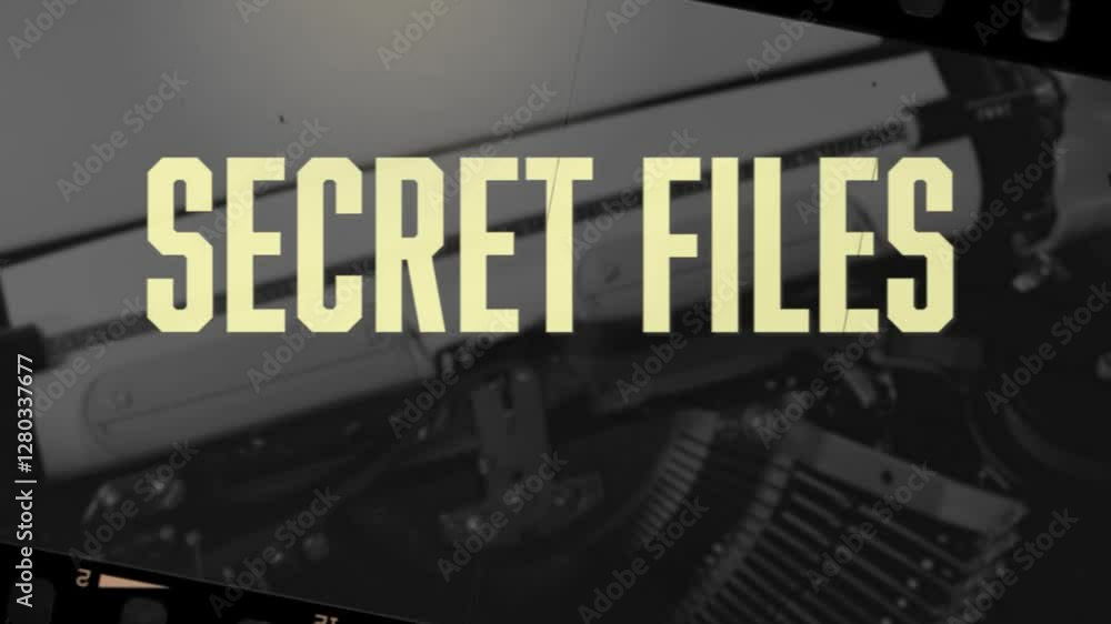Old-style video as a background for the intro with the inscription SECRET FILES on the background of a typewriter with the sound of typing Old-style video as a background for the intro with the inscription SECRET FILES on the background of a typewriter with the sound of typing