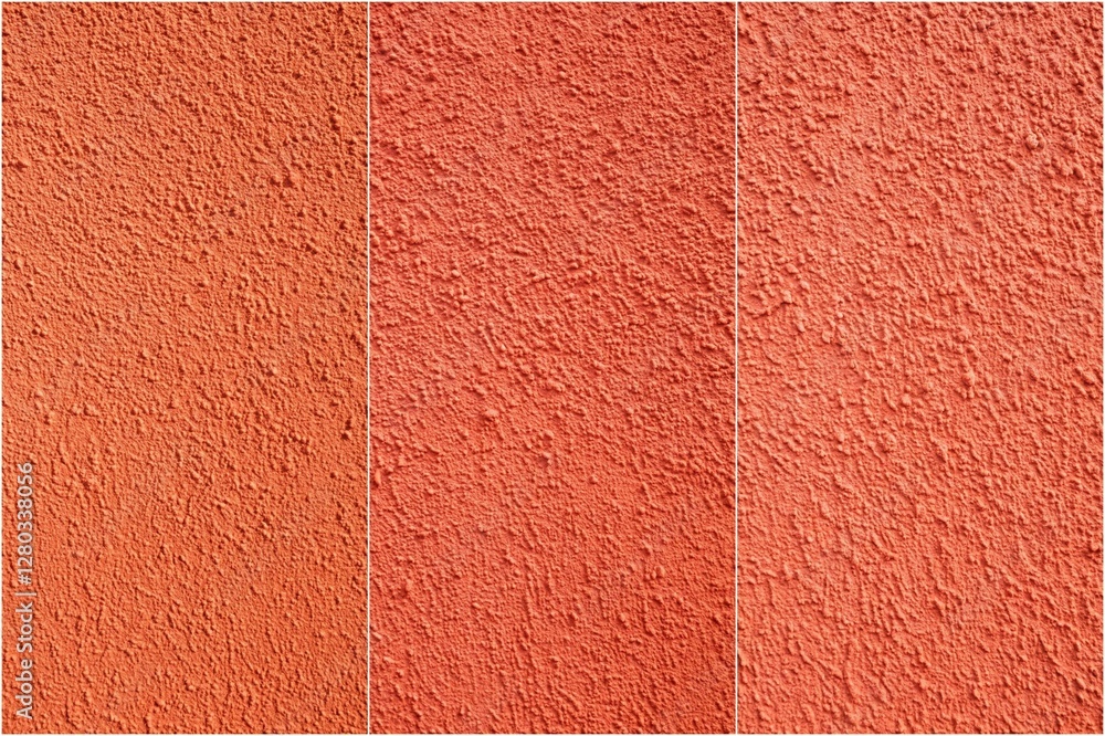 Fototapeta premium Three different shades of orange are shown side by side. The colors are light, medium, and dark. Concept of warmth and coziness, as if the viewer is looking at a room with orange walls