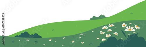 Green Hill with Daisies