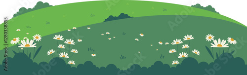 фотографія Green Hill with Daisies
