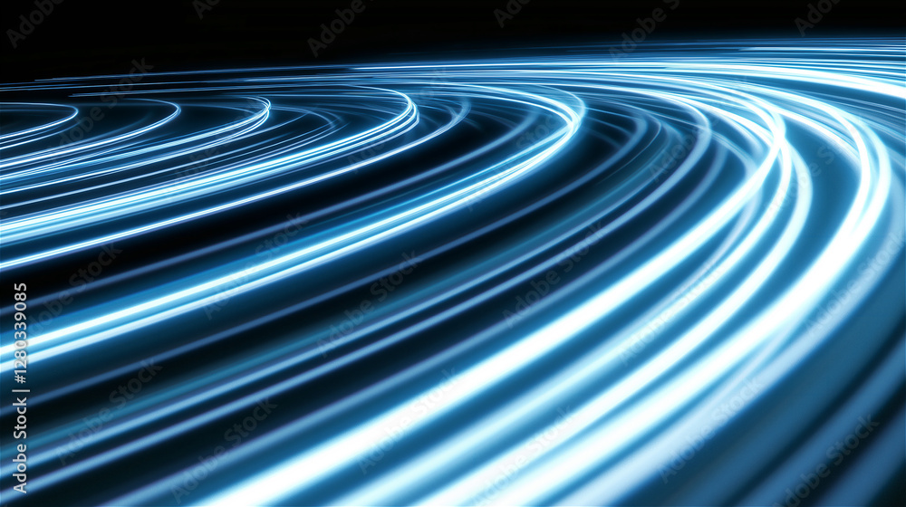Abstract blue light trails, with glowing lines moving across a dark background, creating a high-tech, futuristic atmosphere. A dynamic and energetic image representing technology or innovation. Abstract blue light trails, with glowing lines moving across a dark background, creating a high-tech, futuristic atmosphere. A dynamic and energetic image representing technology or innovation.