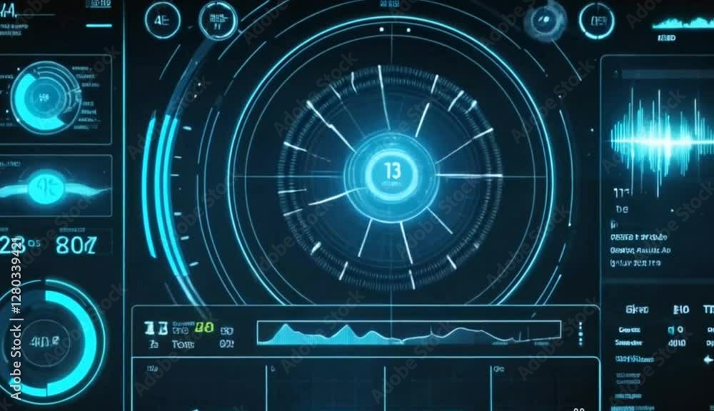 Digital monitor with Futuristic hud Business screen data dashboard Digital monitor with Futuristic hud Business screen data dashboard
