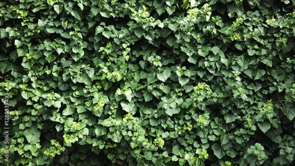 Verdant ivy climbing stone wall, creating textured green surface characteristic of crimean coastal scenery near black sea shoreline Verdant ivy climbing stone wall, creating textured green surface characteristic of crimean coastal scenery near black sea shoreline