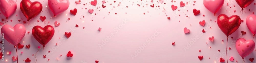 Romantic heart garland & confetti banner backdrop, download, valentines Romantic heart garland & confetti banner backdrop, download, valentines