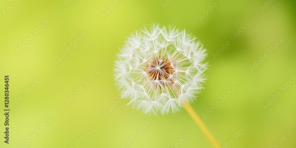 Close-up of a single green dandelion petal resting on a soft pastel background, providing a soothing backdrop for adding text or design, dandelion, pastel, copy space Close-up of a single green dandelion petal resting on a soft pastel background, providing a soothing backdrop for adding text or design, dandelion, pastel, copy space