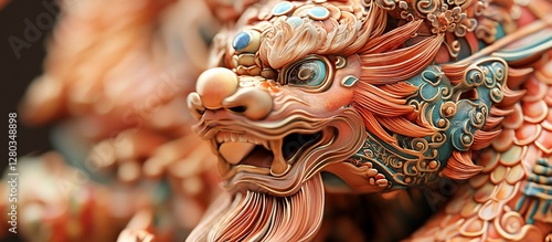 Wallpaper Mural Close-up of an ornate, intricately carved Asian dragon statue. Torontodigital.ca