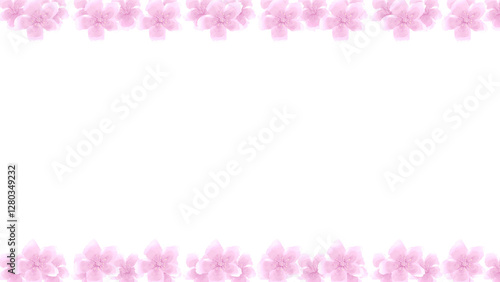 水彩画風 桜の花の上下フレーム