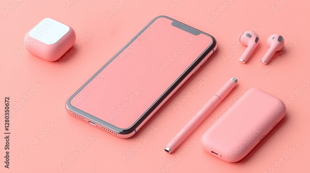 Modern Tech Gadgets Flatlay on Purple Background Modern Tech Gadgets Flatlay on Purple Background