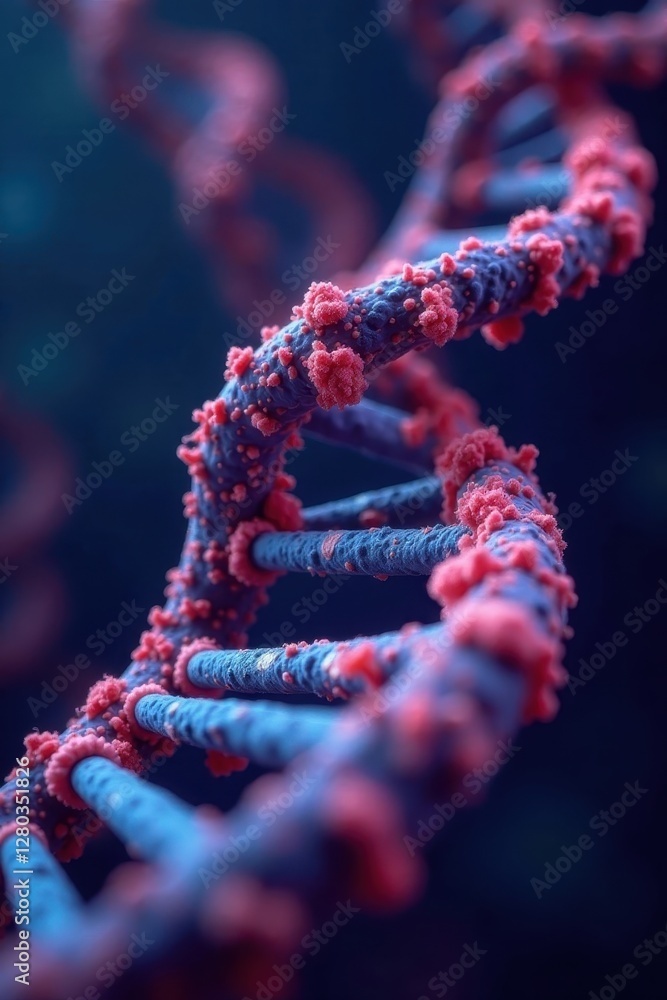 Microscopic view of DNA strands undergoing replication , technology, nucleotides, research Microscopic view of DNA strands undergoing replication , technology, nucleotides, research