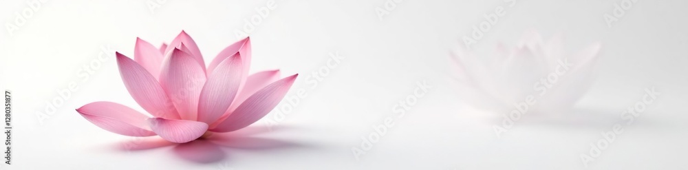 Roseum plenum lotus flower on white background with subtle shadows, simple, serene, subtle Roseum plenum lotus flower on white background with subtle shadows, simple, serene, subtle