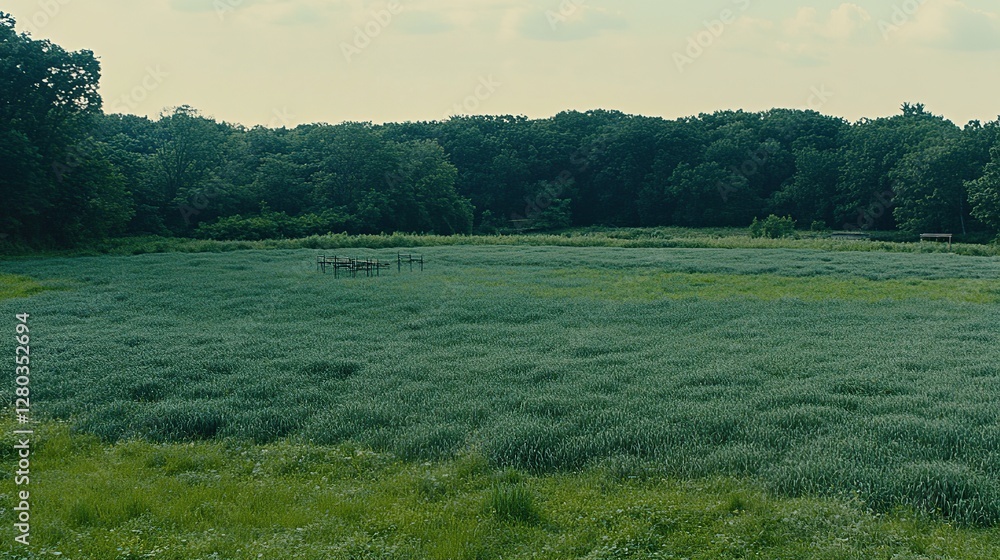 Deer herd grazing field, forest background, nature photography Deer herd grazing field, forest background, nature photography