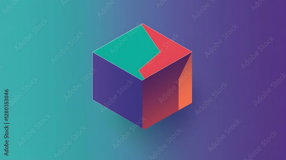 Abstract Colorful Cube Geometric Design Illustration