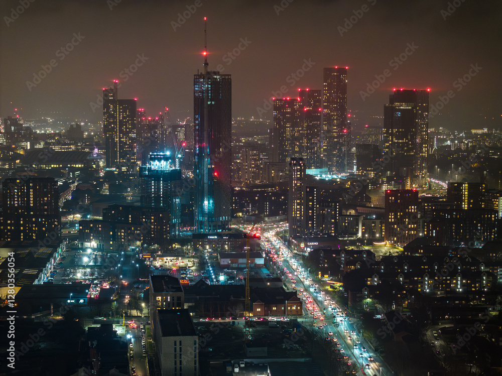 custom made wallpaper toronto digitalSunset Over Manchester Cityscape and Urban Skyline