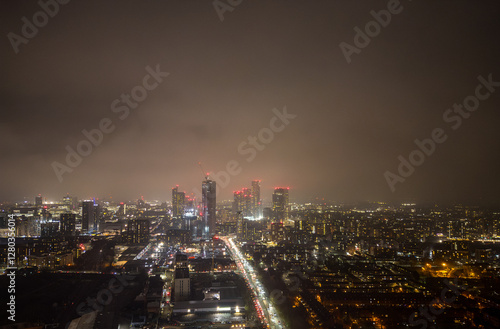 Photography Sunset Over Manchester Cityscape and Urban Skyline