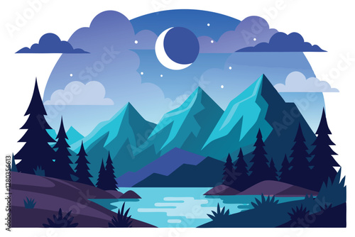 winter landscape with mountains