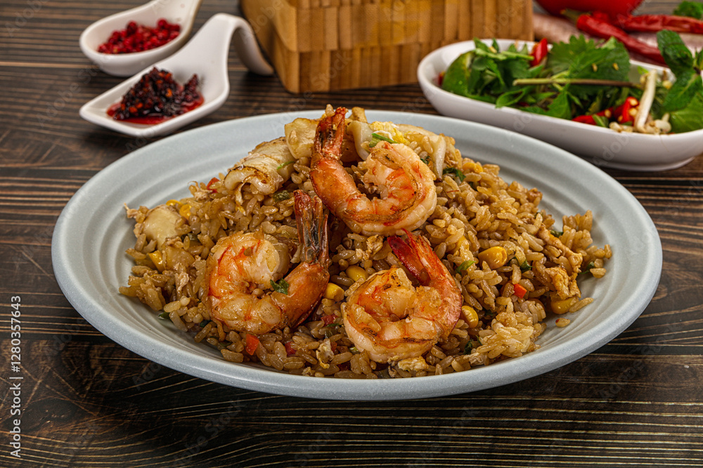 Vietnamese fried rice with prawn and squid Kom Ran Vietnamese fried rice with prawn and squid Kom Ran