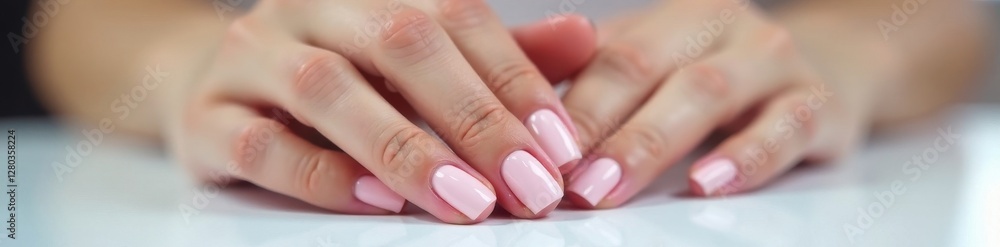 Well-manicured hands, pastel polish, delicate design , shaped, shine, close-up