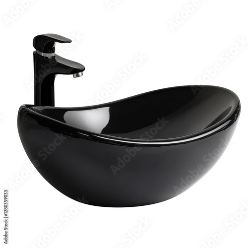 Modern Black Vessel Sink Design on transparent background. photo