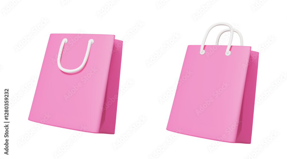 3D Vector Illustration Render Pink Shopping Bag Icon Minimal Style For Ecommerce, Marketing, Design, Graphic Isolated On White Background 3D Vector Illustration Render Pink Shopping Bag Icon Minimal Style For Ecommerce, Marketing, Design, Graphic Isolated On White Background