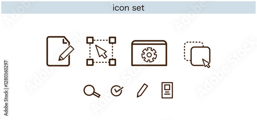 Webdesign workflow icons Pixel perfect. Design, Graphic, responsive,ビジネス, アイコン, 検索, 分析, マーケティング　お問い合わせアイコンセット, 通販, コンサルティング, マーケター, ￥, 鉛筆, スマホ, ボイスレコーダー, チェックマーク, ググる, グラフ, 線グラフ, 業績, ベクター, ウェブ, サイン, イ
