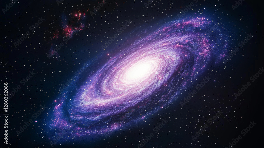 Mysterious space stars. vibrant spiral galaxy with glowing center in deep space Mysterious space stars. vibrant spiral galaxy with glowing center in deep space