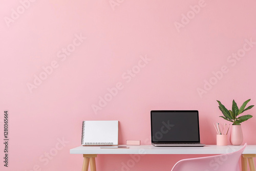 Wallpaper Mural Modern creative workspace. Bright, airy workspace featuring creative desk setup with laptop Torontodigital.ca