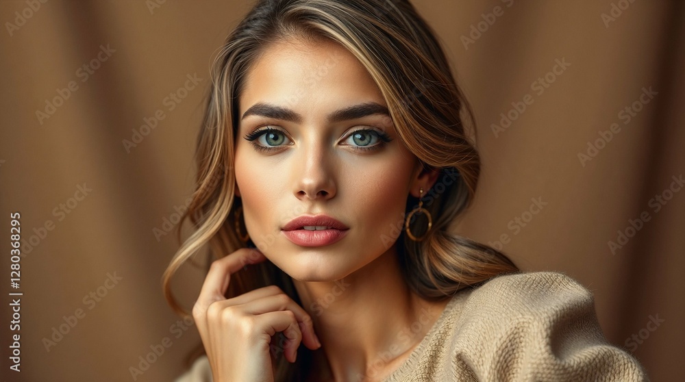 Stylish portrait of a woman with an elegant pose and captivating expression Stylish portrait of a woman with an elegant pose and captivating expression