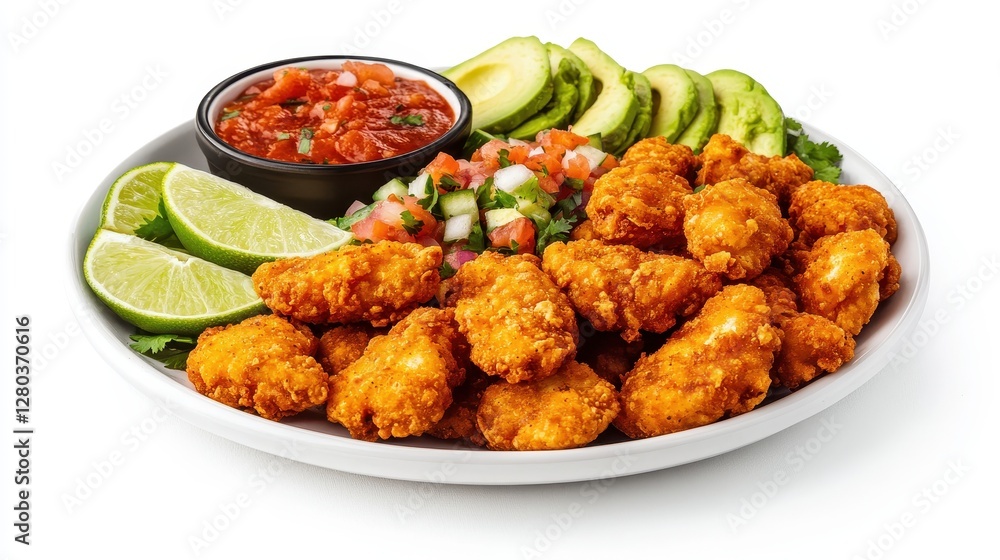 Crispy Chicken Nuggets with Avocado, Pico de Gallo, and Salsa Crispy Chicken Nuggets with Avocado, Pico de Gallo, and Salsa