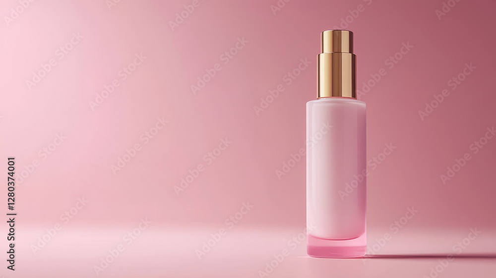 Elegant pink perfume bottle on a pink background. Elegant pink perfume bottle on a pink background.