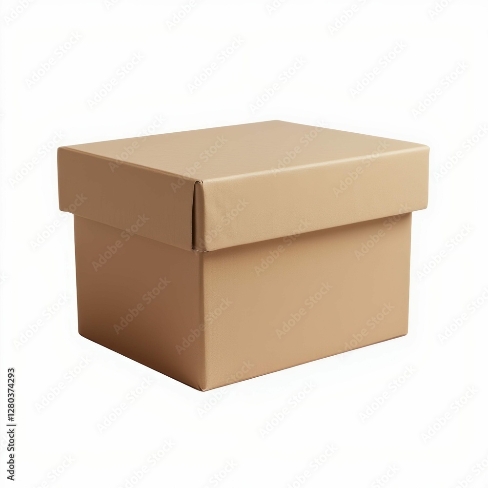 Simple Brown Cardboard Box with Lid for Storage Packaging and Organization Supply on White Background Simple Brown Cardboard Box with Lid for Storage Packaging and Organization Supply on White Background
