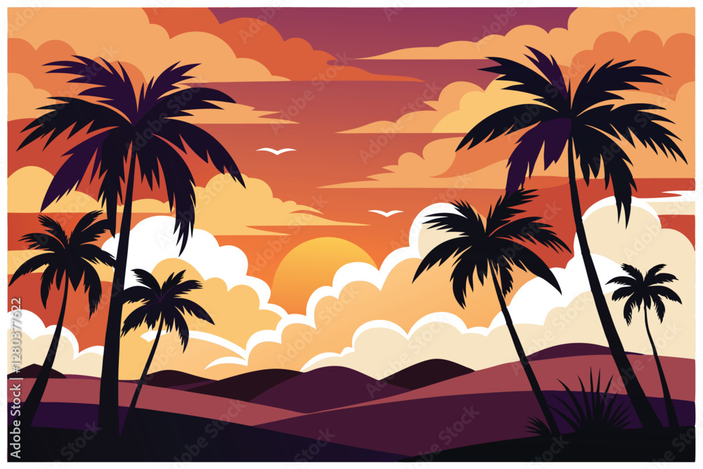 palm trees at sunset palm trees at sunset