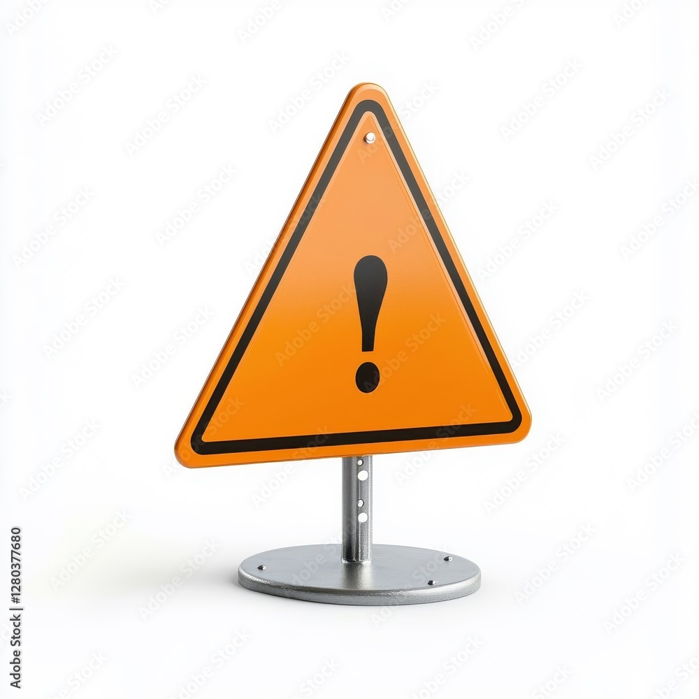 A simple warning sign, isolated on a white background, with sharp lines and bold colors for visibility. A simple warning sign, isolated on a white background, with sharp lines and bold colors for visibility.