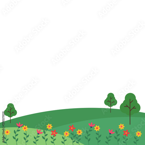 Spring Landscape with Flowers