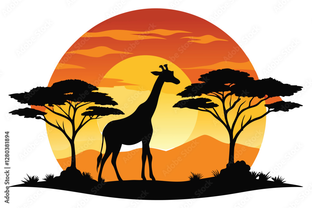 Fototapeta premium giraffe in the sunset