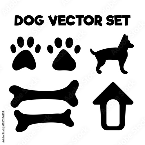 Dog Paw Silhouette Vector Set