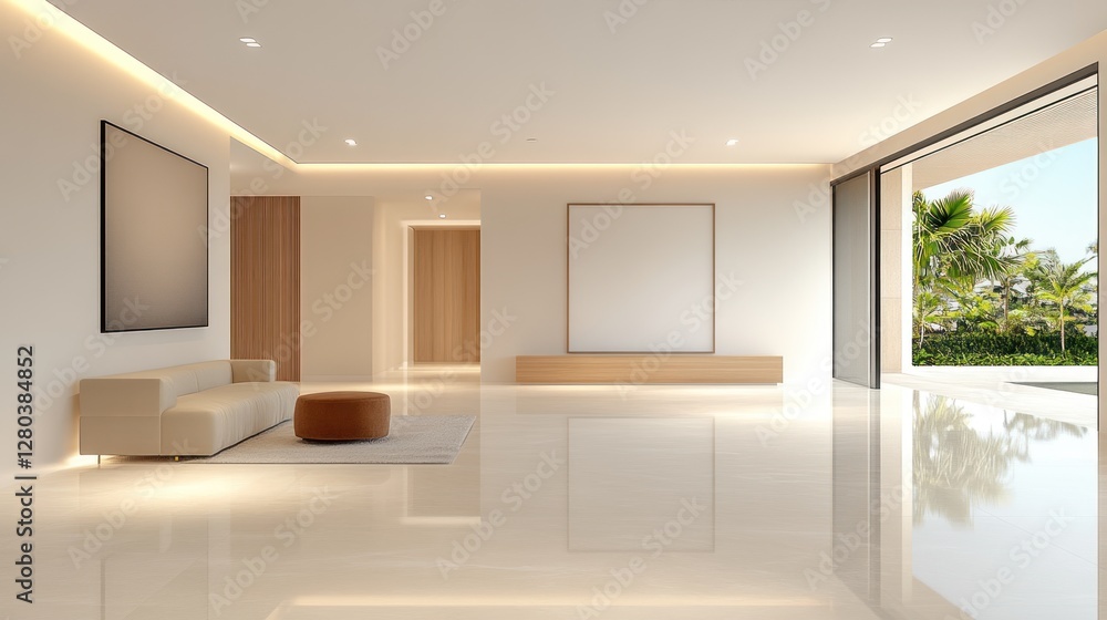 Fototapeta premium Spacious modern luxury interior room with minimalistic design